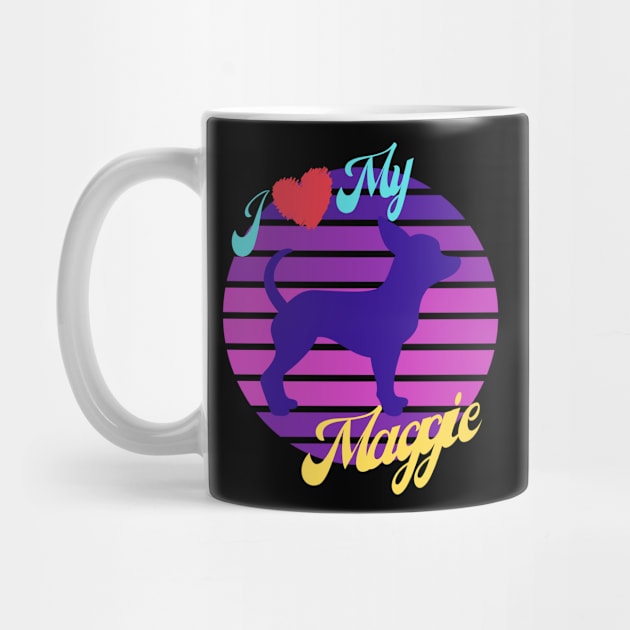 My Maggie Chihuahua Dog Retro Sunset by Ognisty Apparel